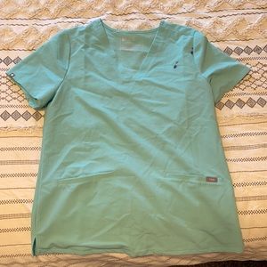 Figs fresh aqua casma scrub top WITH PEN STAIN